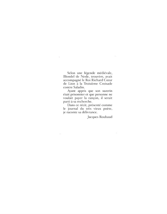 Jacques Roubaud - La délivrance du Roi Richard d'après le récit d'Ambroise - Image 3